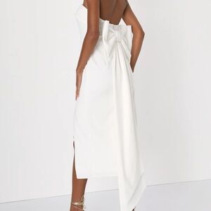 NWT Lulus Fabulous Phenomenon White Strapless Bow Midi Dress